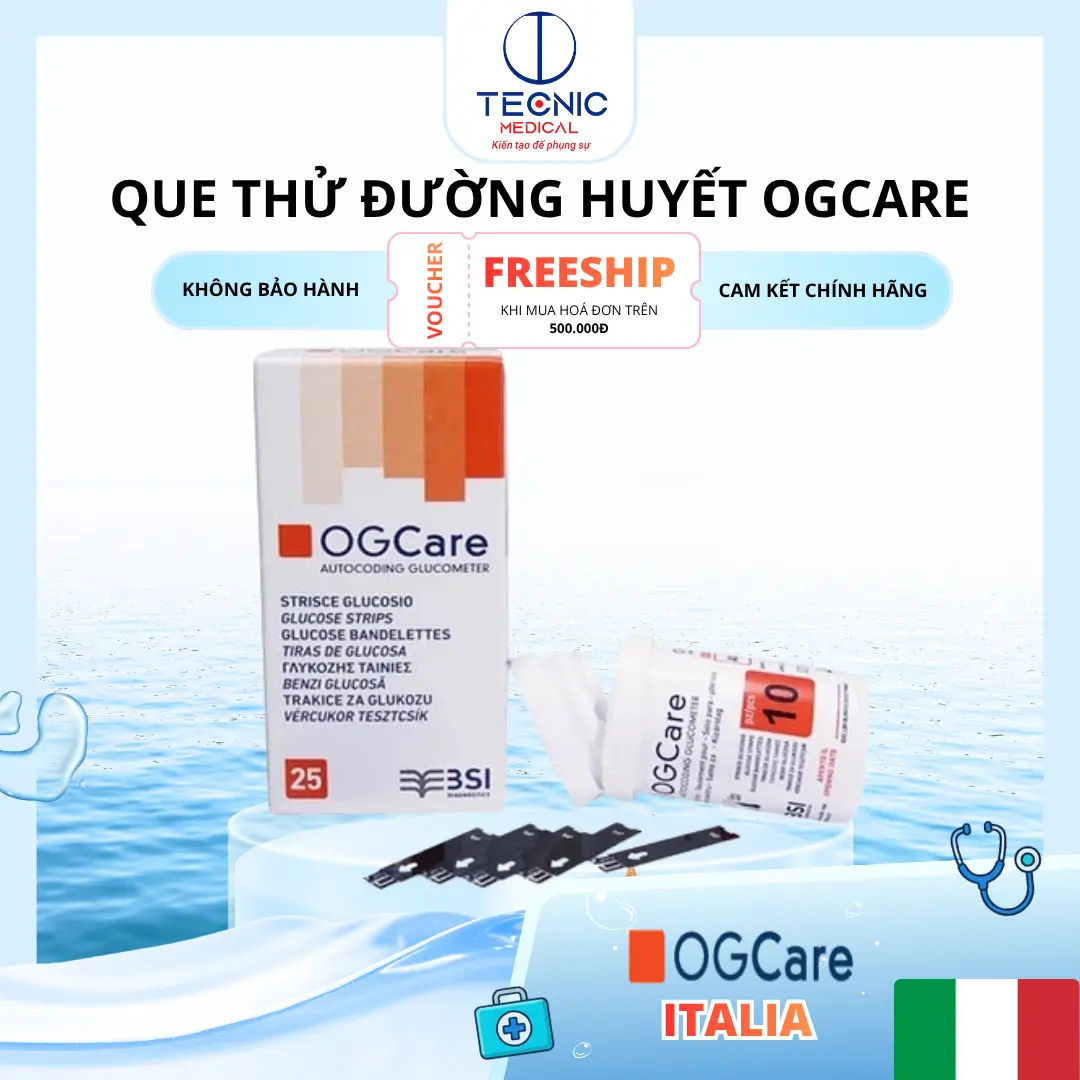 Que Thử Đường Huyết Dùng Cho Máy Đo Đường Huyết OGCare (Hộp 25 Que)